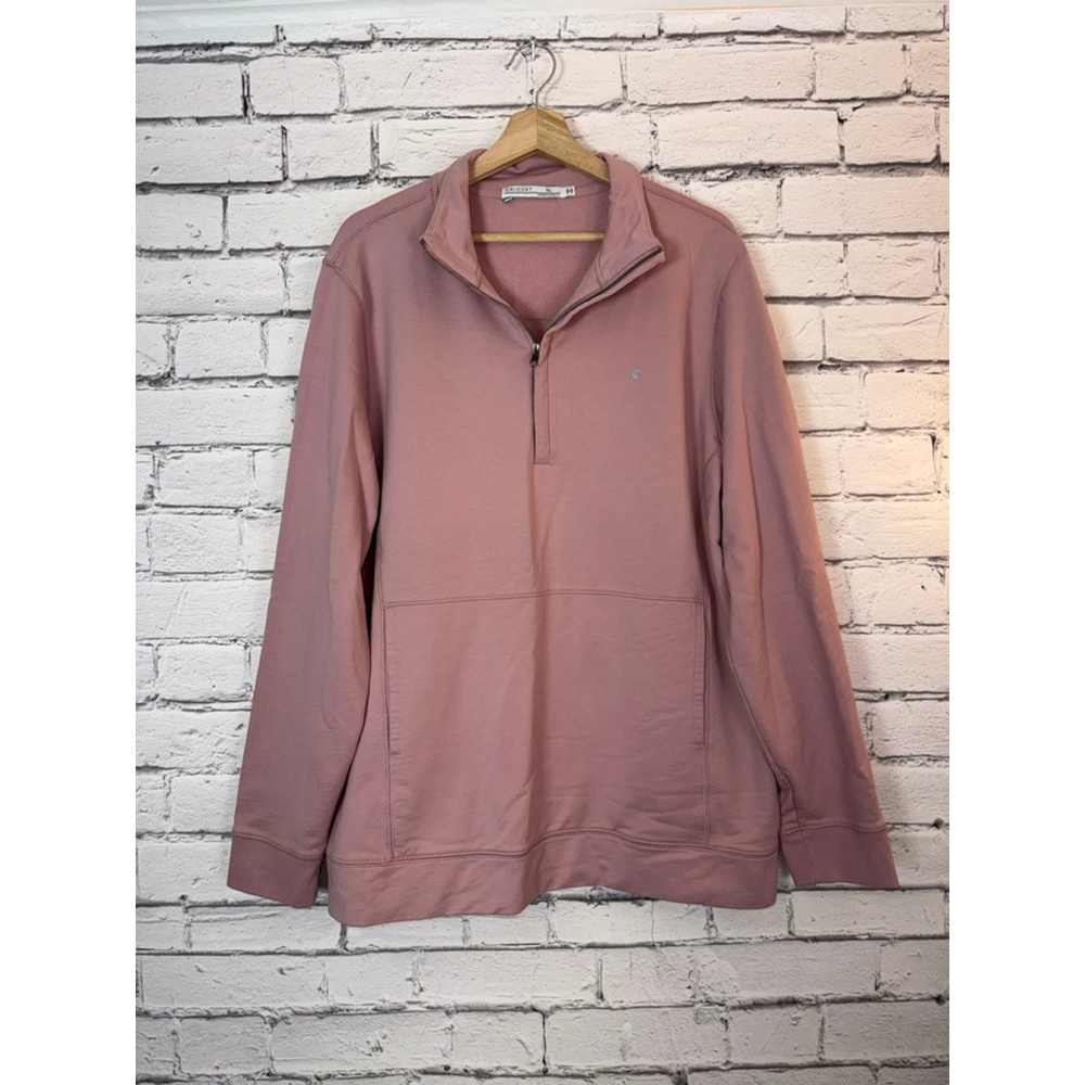 Men's Criquet Pink Quarter-Zip Sweatshirt size XL Tennis Golf with Pockets